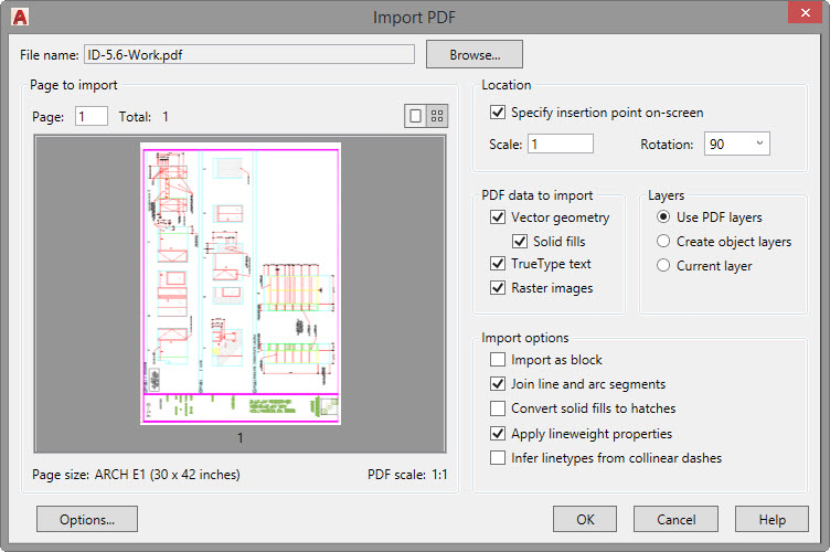 converting data to and from pdf autocad
