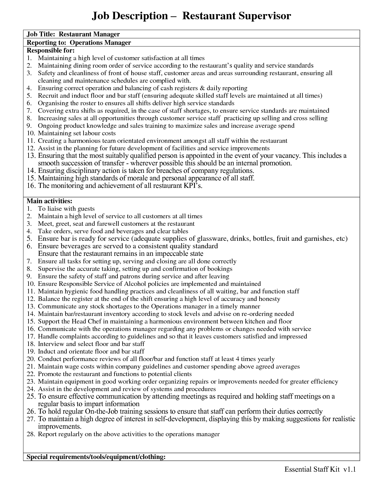 duties and responsibilities of general manager operations pdf