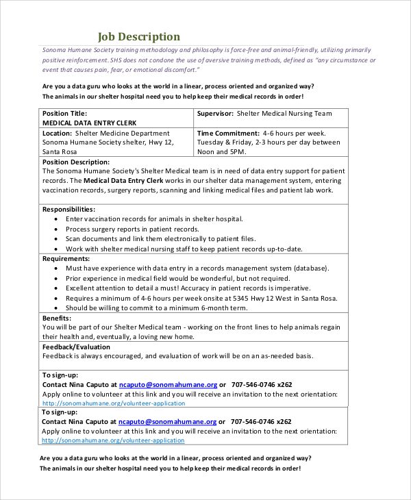 data entry jobs description pdf