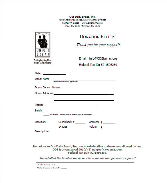 donation receipt template pdf